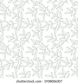 Silhouettes leaves seamless pattern. Hand drawn illustration in simple scandinavian doodle cartoon style.  