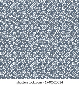 Silhouettes leaves seamless pattern. Hand drawn illustration in simple scandinavian doodle cartoon style.  