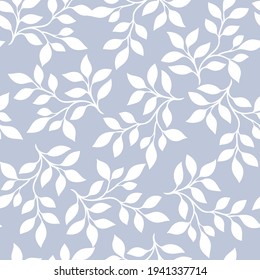Silhouettes leaves seamless pattern. Hand drawn illustration in simple scandinavian doodle cartoon style.  