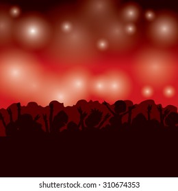 Silhouettes and lights on musical concert vector background