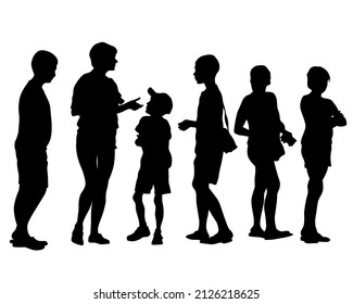 Silhouettes of a little girl and boy on a white background
