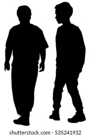 Silhouettes of a little girl and boy on a white background