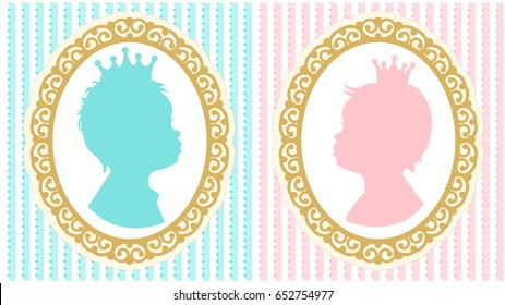 Silhouettes Of Little Princess And Prince 