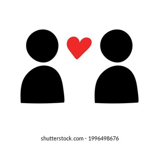 silhouettes love. simple illustration of love reflected in 2 people