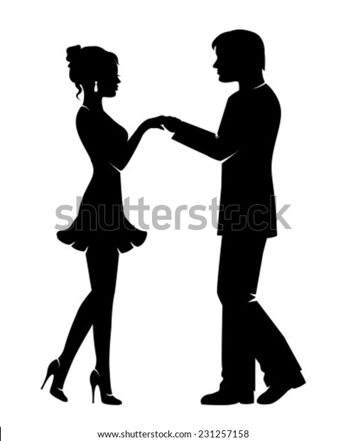 Silhouettes Lovers Men Women Holding Hands Stock Vector Royalty Free 231257158 4545