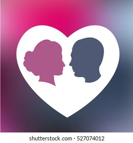 Silhouettes of loving couple
