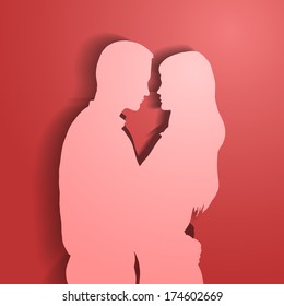 Silhouettes of loving couple. EPS10 vector.