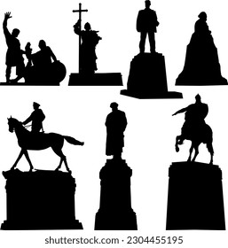 Silhouettes of the main monuments of the city of Moscow on a white background.