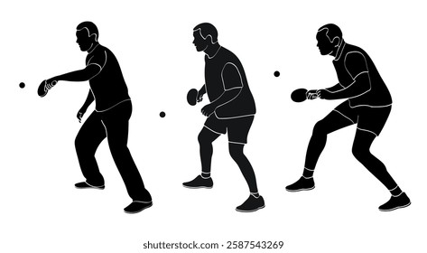 Silhouettes of male athletes or table tennis players