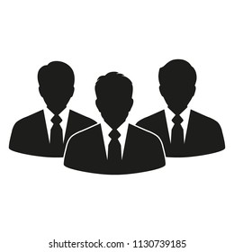 silhouettes of male businessmen on a white background