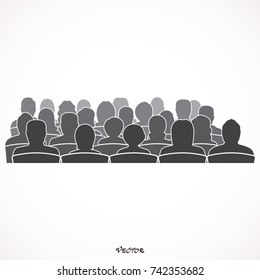 Silhouettes of Male, Female, Audience. 