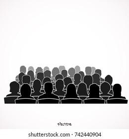 Silhouettes of Male, Female, Audiences. icon isolated on white background