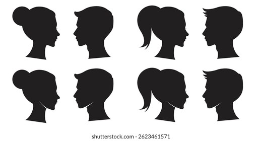 Silhouettes of Male and Female Profiles