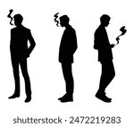 silhouettes man with cigarette smoking isolated on white background, vector design