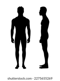 Silhouettes de un hombre, cara completa y perfil.