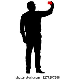 Silhouettes Man Taking Selfie Smartphone On Stock Vector (Royalty Free ...