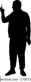 Silhouetten Mann, der sich selbst mit Smartphone auf weißem Hintergrund