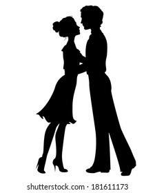 Silhouettes of man and woman