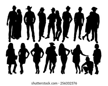 The silhouettes of man and woman