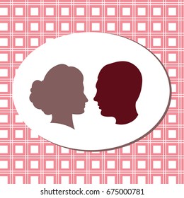 Silhouettes of man and woman in love