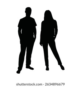 Silhouettes of a man and woman standing together