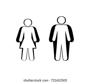 silhouettes of man and woman stick figure slender and thick overlapping each other