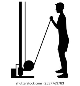 Silhouettes of Man Working Out and Training Icon for Fitness and Exercise Themes