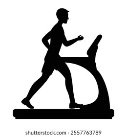 Silhouettes of Man Working Out and Training Icon for Fitness and Exercise Themes