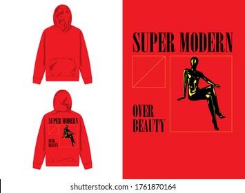 silhouettes manequine streetwear red hoodie