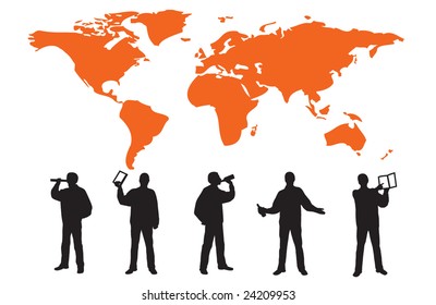 Silhouettes of many business people - vector illustration