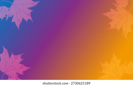 Siluetas de hojas de arce sobre un fondo degradado. para el diseño, decoración, Anuncio, artículo