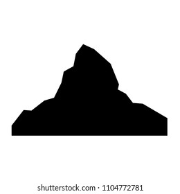 Silhouettes the Matterhorn. Vector mountain icon. Rock. The mountains. Black and white illustration. Print design. Climbing. Adventure. The Apls. Switzerland.