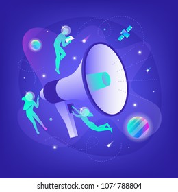 Silhouettes with megaphone