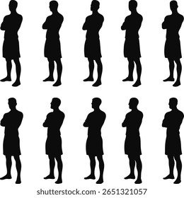 Silhouettes of men with arms crossed.
