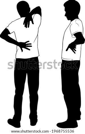 silhouettes of men with back pain