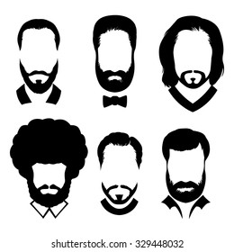 silhouettes of men with beard different styles