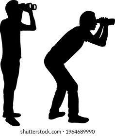 silhouettes of men with binoculars
