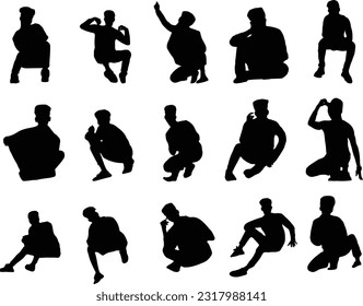 Silhouettes of a men, Black silhouettes of a people sitting