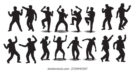silhuetas de homens dançando em várias poses