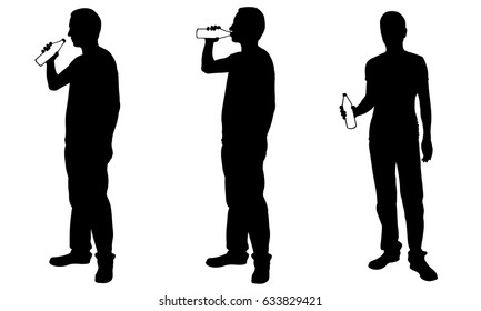 silhouettes of men drinking from bottle