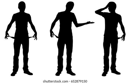 silhouettes of men with empty pockets