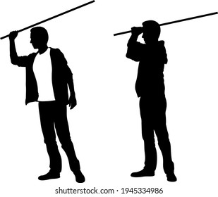 siluetas de hombres golpeando con un palo