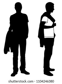silhouettes of men with jacket on shoulder and in hand