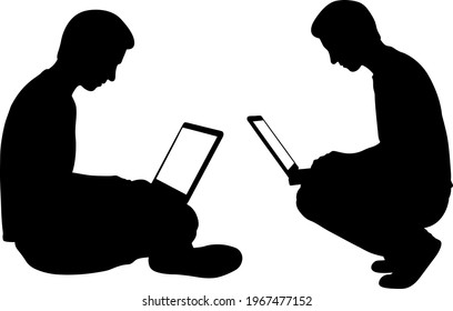 silhouettes of men with laptops