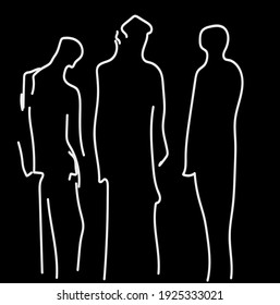 Silhouetten von Männern auf schwarzem Hintergrund.