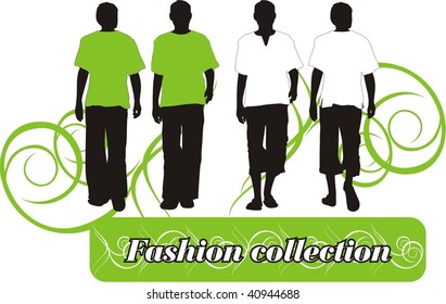 Silhouettes of a men. Summer collection. Vector
