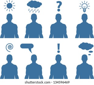 Silhouettes of Men with Symbols