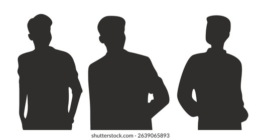 Silhouettes of men in vector, flat style. People in vector.