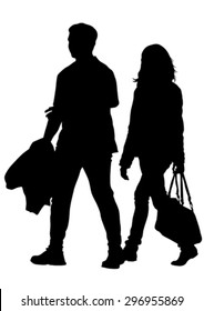 Silhouettes of men and women on a white background