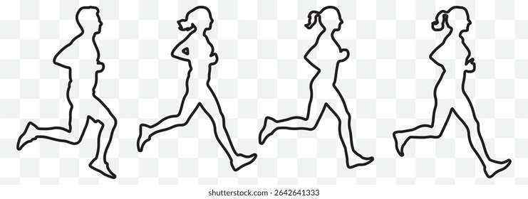 silhouettes of men and women running eps 10